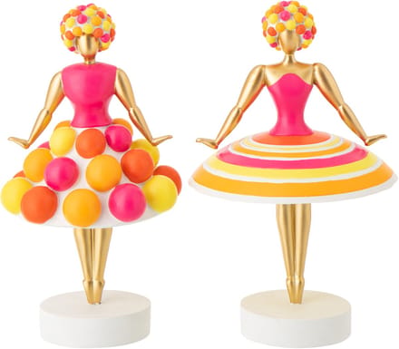 J-Line decoratie Ballerina Pop - polyresin - mix - set van 2