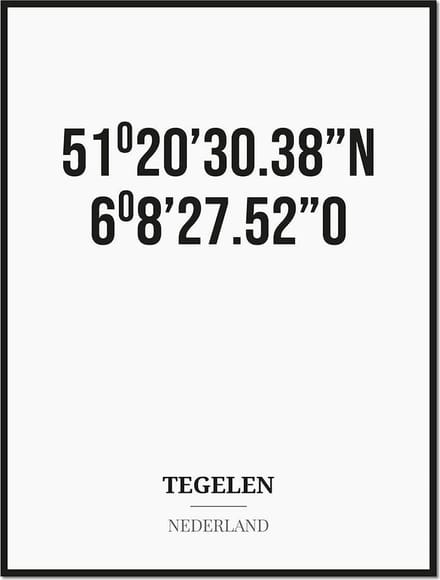 Poster/kaart TEGELEN met coördinaten