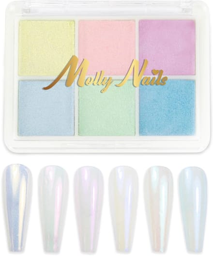 Molly Nails - Nagelpoeder - Spiegeleffect - 6 Kleuren - Kaset
