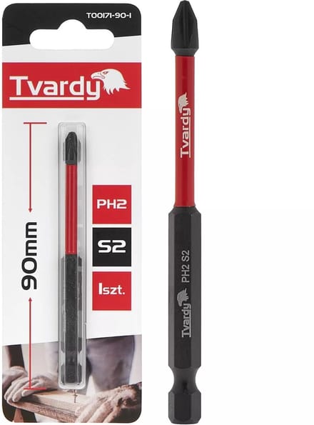 Tvardy Impact bit PH2 - 90mm lengte - S2 staal - Magnetische punt - Voor impact drivers