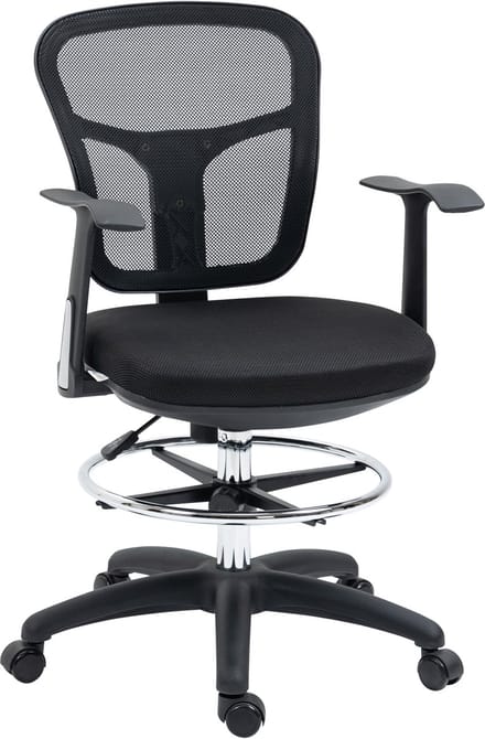 Bureaustoel - 95-115 cm - Ergonomisch met Armleuningen en Voetsteun - Mesh - Zwart