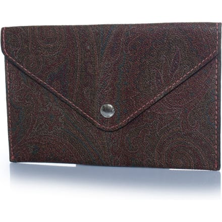 Etro, leren clutch met paisleyprint