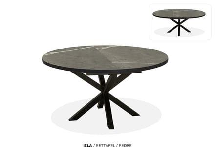 Maxfurn - Ronde uitschuiftafel 140/180 | Zeer krasvast | Kleur: Pedra