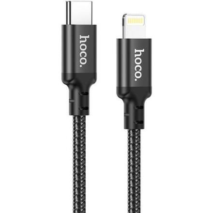 Hoco 20W PD Gevlochten USB-C naar Lightning Kabel 2M Fast Charge Zwart
