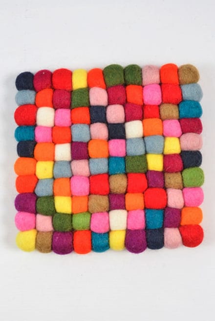 Vilten onderzetter vierkant  multicolor 20 x 20 cm