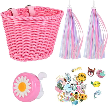 RFWR® Handgeweven Kinderfietsmand met Accessoires
