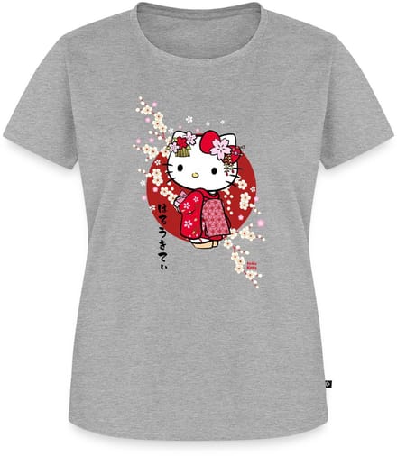 Hello Kitty In Een Rode Kimono En Kersenbloesems Premium T Shirt Dames
