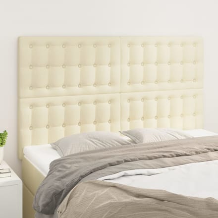 vidaXL - Hoofdbord - crème - 144x5x118/128 - cm - kunstleer