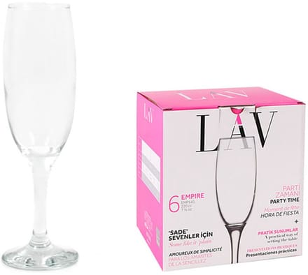 Lav Set Van 6 Empire Cava-glazen 220ml Transparant