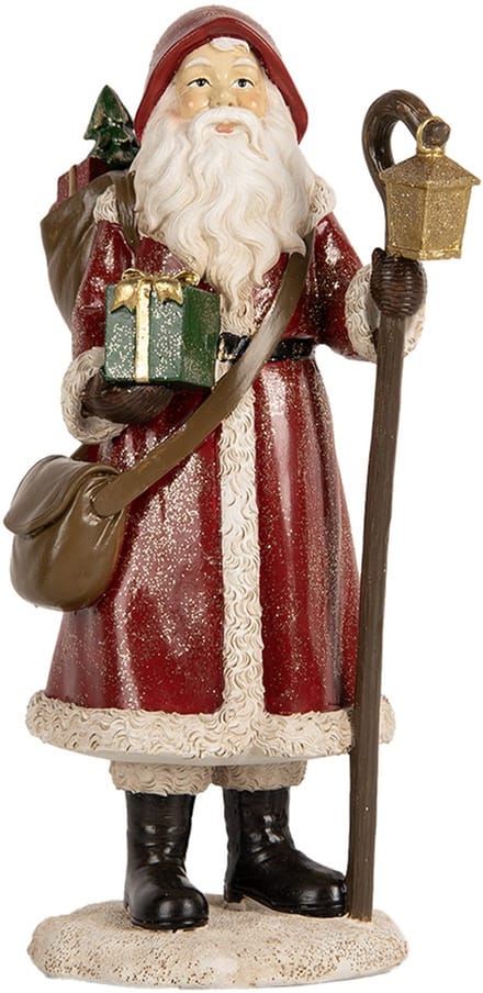 Clayre & Eef Kerstdecoratie Beeld Kerstman 26 cm Rood Kunststof
