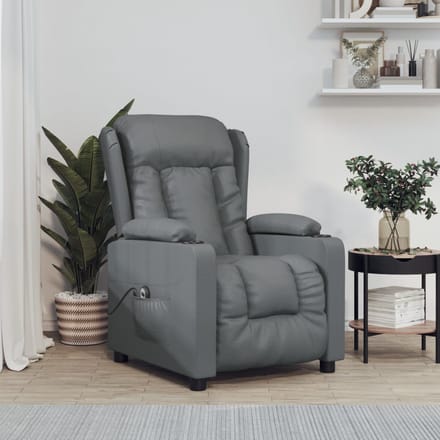 vidaXL - Fauteuil - verstelbaar - elektrisch - kunstleer - grijs