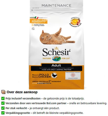Schesir Adult Kip Maintenance - Kattenvoer - 400 g