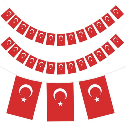 Turkije vlag slinger - Wimpel banner - Feest decoratie - Waterdicht polyester - 11 meter - Rood