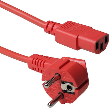 ACT Netsnoer Schuko CEE 7/7 male (haaks) - C13 IEC 60320 rood 1,2 m AK5129