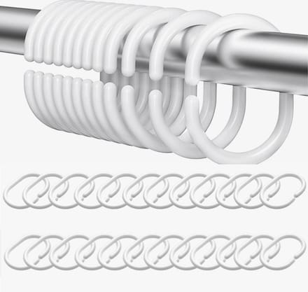 Douchegordijn Ringen 2 Sets met 24 stuks – Kunststof Shower Curtain Rings - Wit