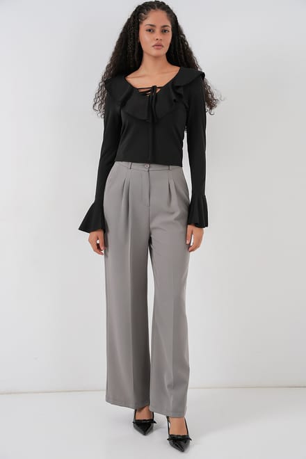Fleurige V-hals Crop Blouse