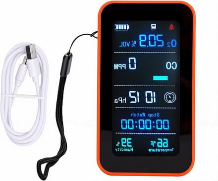 Luchtkwaliteitsdetector - Luchtmeter CO2 - Binnenklimaat Meten - Zuurstof Drukmeter - 110mm - Zwart