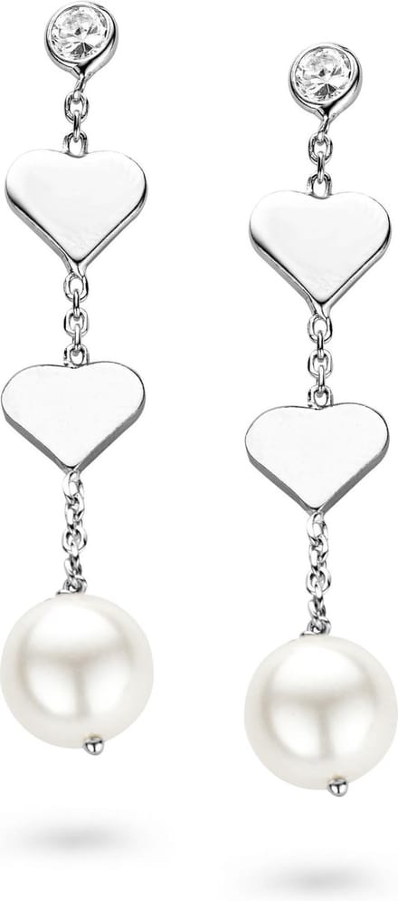 Orphelia Oorbel Pearl Hearts Sterling Zilver 925