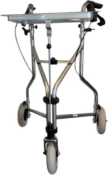 Premis Delta driewiel rollator - inklapbaar - incl. Dienblad en tray (ondersteund dienblad) Metallic Zilver