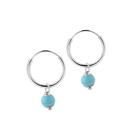 Kleine Zilver Hoops met Turquoise Blauw Steen