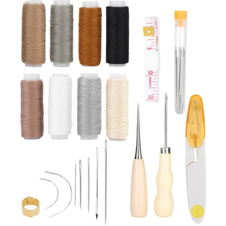 29-delige leren naaikit Naalden Draad Schaar Reparatiegereedschap DIY Handgemaakte Knutselset gray
