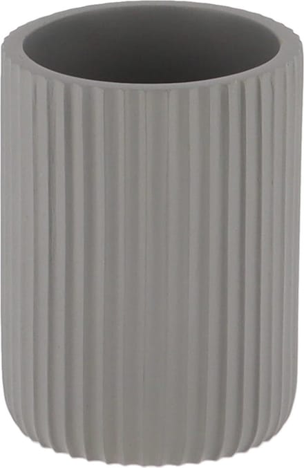 Tendance Tandenborstelbeker 101 series - grijs - geribbeld - PS - 7x9,5 cm - badkamer