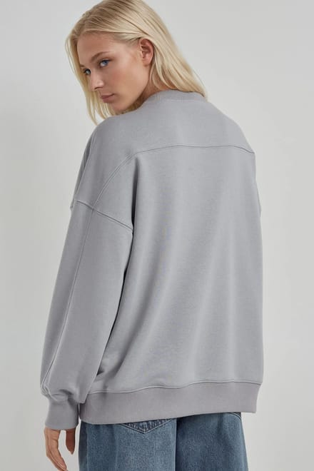 Ontspannen Pasvorm Crew Neck Gebreid Sweatshirt