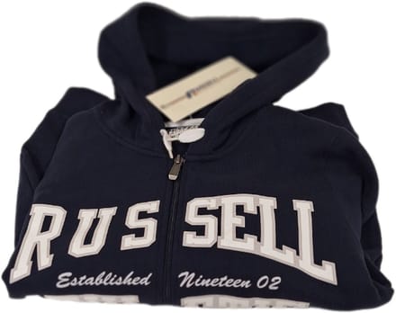 RUSSELL ATHLETIC KIDS / HOODY/ LONG ZIPPER / NAVY/ WHITE APLIC-140