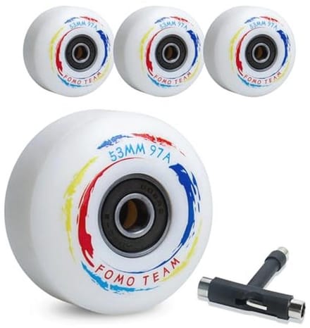 Skateboard Wielen 53mm 97A - 4 Stuks met ABEC-9 Lagers en T-Tools