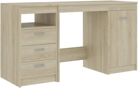 Bureau met 3 Lades en Opbergkast 140x50 cm Sonoma Eikenkleur