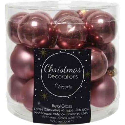 Decoris Mini Kerstballen Glas Roze - 24 stuks