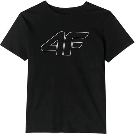 Kinder T-Shirt van Katoen 4F Slank, Groot Zwart Logo, Maat 128