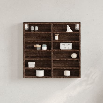 vidaXL - Vitrinekast - 60x8,5x58 - cm - bewerkt - hout - bruin - eikenkleurig