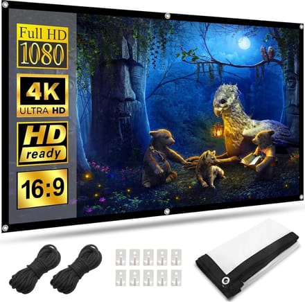 Draagbaar Projectorscherm - Filmscherm Ophangbaar - Binnen en Buiten - Inclusief Make-up Tas - 120 Inch - Wit