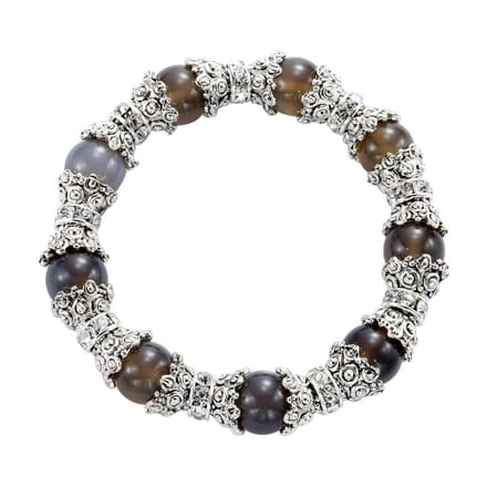 Behave - Armband - Elastische - Grijze Opaal Natuursteen