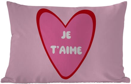 Buitenkussens - Hart - Frans - Valentijn - Roze - 60x40 cm - Weerbestendig