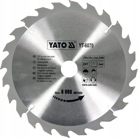 YATO Cirkelzaagblad Ø250 mm - 24T - binnendiameter 30 mm