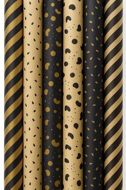 Gouden Kraft Elegance – Cadeaupapier Set - 6 rollen à 70 × 200 cm