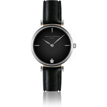Lederen horloge voor vrouwen Amelia Parker Night Shore Black