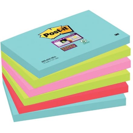 Memoblok post-it 655 super sticky 76x127mm cosmic 6 stuks