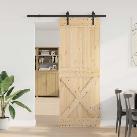 vidaXL - Schuifdeur - NARVIK - 85 - x - 210 - cm - (152,5 - cm) - Naturel - en - Zwart