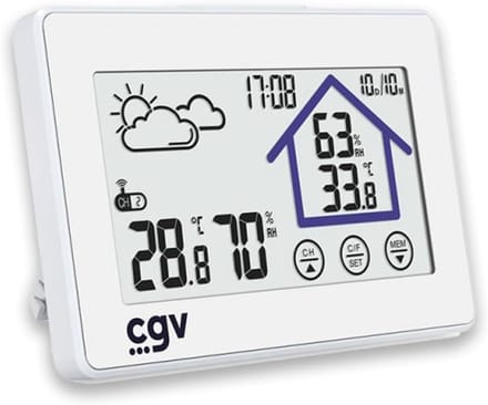 Draadloos Weerstation - Thermometer Hygrometer - Binnen Buiten - LCD Touchscreen Display - Tot 100m Bereik - Wit