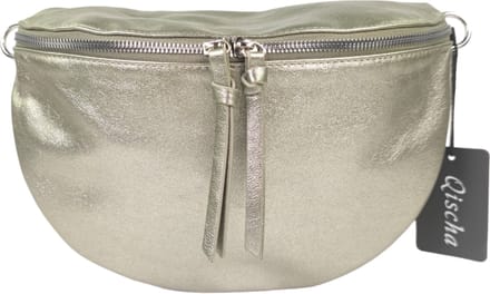 Qischa® - Crossbody heuptas bumbag - uni riem - soft - taupe metallic - large size