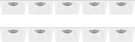 Spot Armatuur 10 Pack - Pragmi Pollon Pro - GU10 Inbouwspot - Vierkant - Wit - Aluminium - Verdiept - 82mm