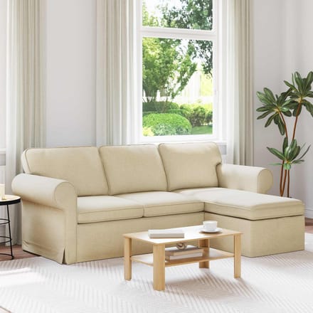 vidaXL - Bank - Crème - 215 - x - 138 - x - 80 - cm - Stof