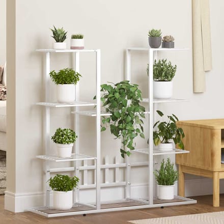 vidaXL - Bloemenstandaard - 94,5x25x89 - cm - ijzer - wit