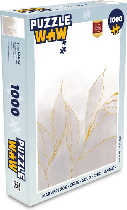Puzzel Marmerlook - Grijs - Goud - Chic - Marmer print - Legpuzzel - Puzzel 1000 stukjes volwassenen