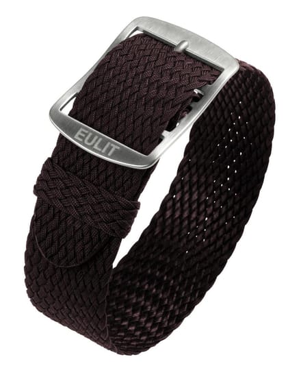EULIT horlogeband - perlon - 20 mm - bruin - metalen gesp