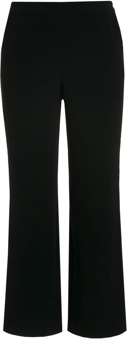 Ulla Popken - Dames - Pantalon wijde rechte pijp elastische tailleband - Zwart - Maat 52
