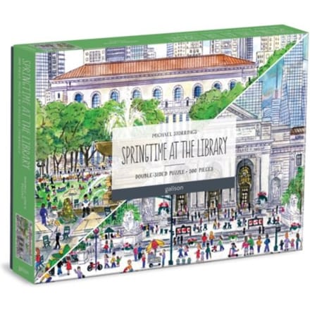Michael Storrings Springtime At The Library 500 Piece Double-Sided Puzzle - Galison